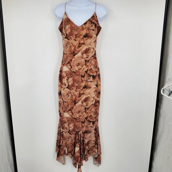 Windsor ForestFairy Y2K Look Whimsigoth Floral Browns Long Maxi Dress Large - Picture 1 of 7
